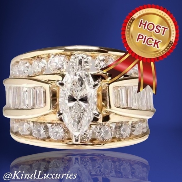 Neiman Marcus Jewelry - ❤️126❤️ HOST PICK Spectacular 14k Marquis Diamond Wedding Engagement Band Ring